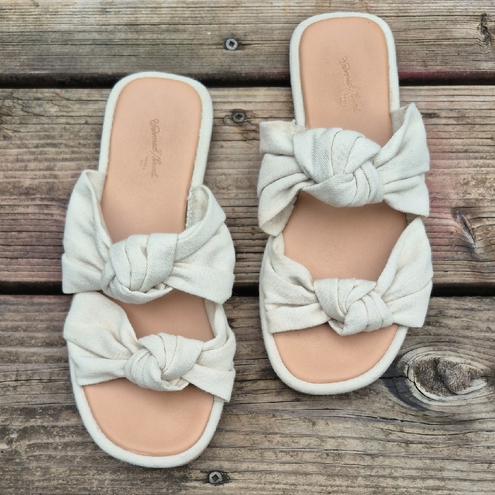 Universal Thread Cream Knotted Slide Sandals